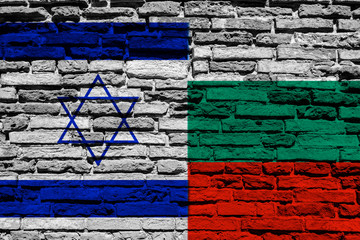 Flag of Bulgaria and Israel on brick wall