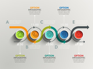 Business circle timeline banner. Modern business infographic. Infographic number options. Winding road timeline.  Vector EPS 10