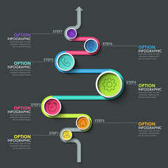Business circle timeline banner. Modern business infographic. Infographic number options. Winding road timeline. Vector EPS 10