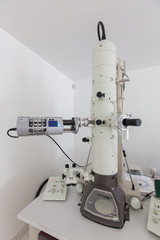 Column and control panel of an Analytical Transmission Electron Microscope (ATEM), laboratory...
