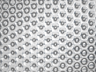 Background of tiled silver hexagon. Parametric Design. Silver drops of different sizes, abstract technology. 3d rendering - Illustration