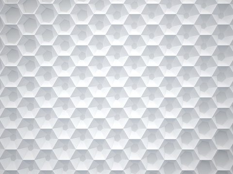 White hexagon pattern. 3D Rendering.