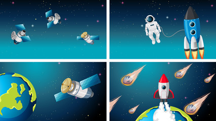 Naklejka premium Set of space scenes