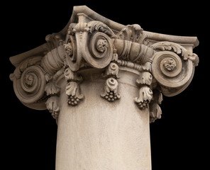 elements of architectural decorations of buildings, ancient arches and columns, pommel and patterns, on the streets in Catalonia, public places. © Kozlik_mozlik