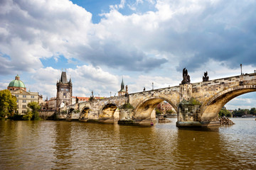 Obraz premium Prague, Charles Bridge (Karluv Most) in the morning, the most beautiful bridge in Czechia. Czech Republic