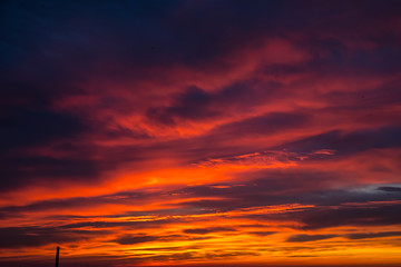 Sunrise with beautiful clouds over the city