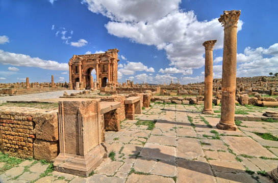 Timgad -  a Roman-Berber city in the Aur&egrave;s Mountains of Algeria.