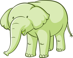 Green elephant on white background