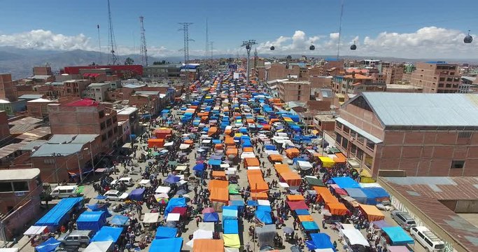 View of the 16th of July Fair of the El Alto City in La Paz, Bolivia.