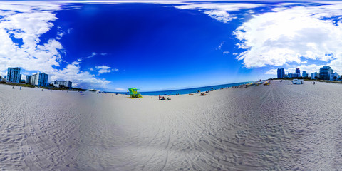 360 degrees panorama of world famous South Beach in Miami Beach
