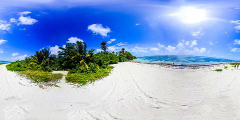 360 degrees panorama of Bois Jolan beach's white sand