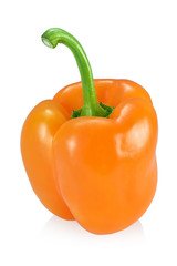 Orange bell pepper isolated on white background.