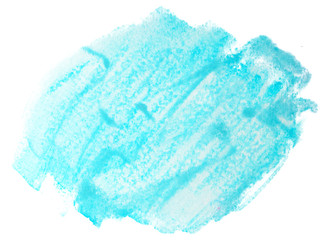 watercolor blue stain on a white background isolated. drawn by brush on paper with water. dried watercolor paint element.