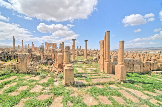 Timgad -  a Roman-Berber city in the Aur&egrave;s Mountains of Algeria.