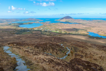 Hiking trail at the top of Diamond Hill in Connemara National Park, Ireland