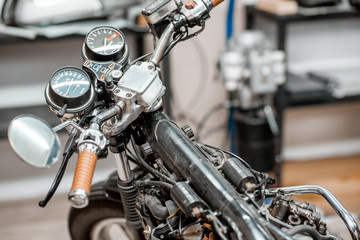 Fototapeta na wymiar Vintage motorcycle in the workshop