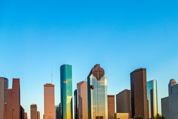 Fototapeta na wymiar View on downtown Houston in late afternoon