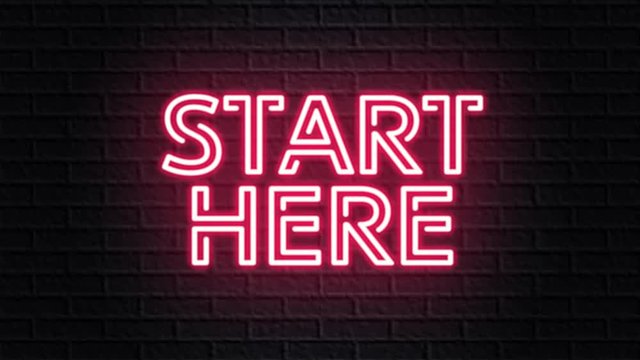red neon video animation start here