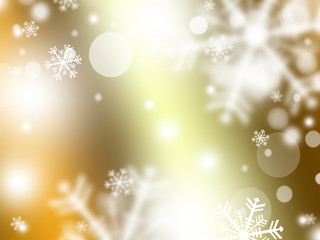 Abstract soft golden winter background with snowflakes