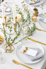 Beautiful table setting with floral decor