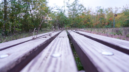 Parkbank in einem verlassenen Park