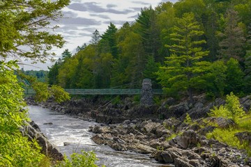 Beautiful swinging bridge over the falls of the St. Louis River