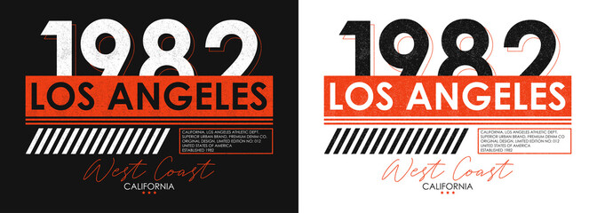 Fototapeta Los Angeles athletic typography for t-shirt design. Set of California t shirt print for sportswear. Athletic apparel with grunge. Vector illustration. obraz