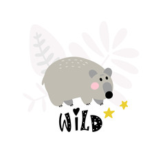 Childrens illustration with a bear