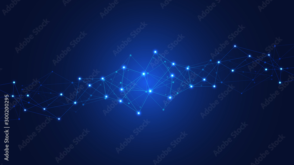 Poster digital technology background with connecting dots and lines. abstract technical background of netwo