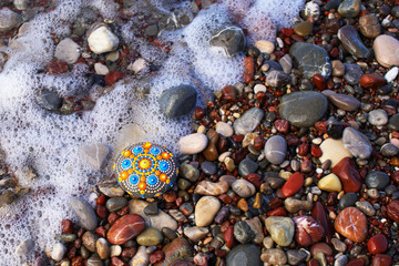 Beautiful hand painted mandala rock