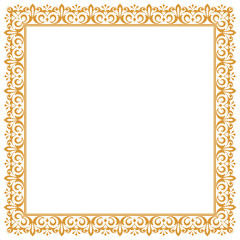 Decorative frame Elegant vector element for design in Eastern style, place for text. Floral golden border. Lace illustration for invitations and greeting cards.