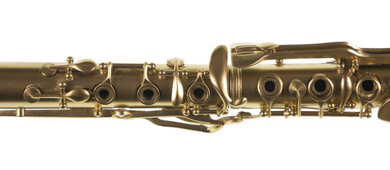 Obraz premium golden clarinet isolated on white background