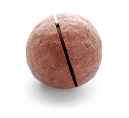 Tasty macadamia nut on white background