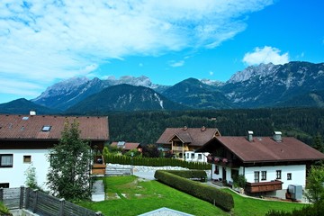 Fototapeta premium Austrian Alps-outlook of the Alps from Haus im Ennstal