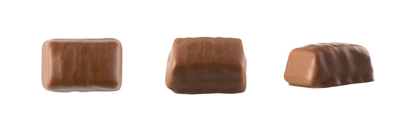 Milk Chocolate Sweets Isolated on White Background
