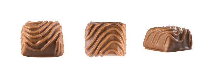 Milk Chocolate Sweets Isolated on White Background