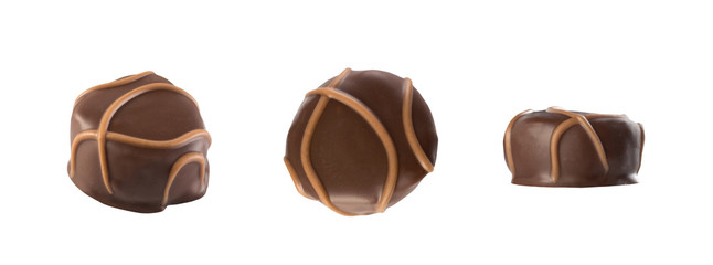 Milk Chocolate Sweets Isolated on White Background