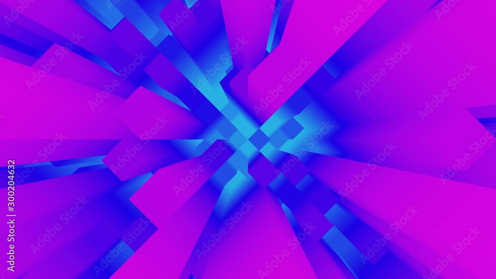 Poster abstract white background of moving cuboids. monochrome futuristic pattern in violet and blue colors