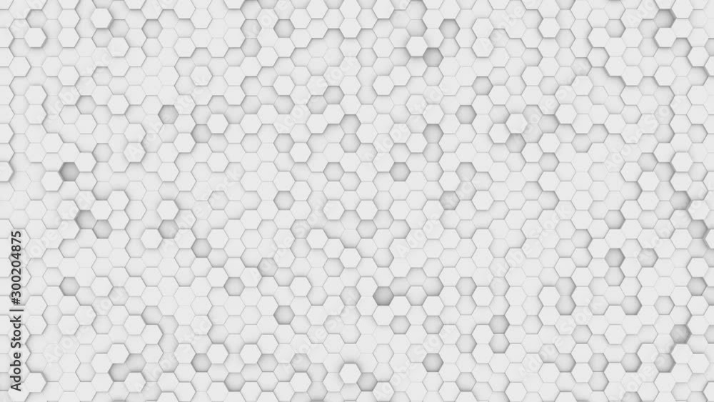 Aufkleber abstract white background of moving hexagons. monochrome futuristic pattern in white, gray and black