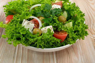 Greek Salad, Horiatiki or Village Salad with Feta Cheese