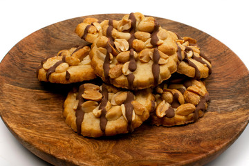 Peanut Cookies with Chocolate Isolated on White Background