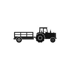 Tractor with Trailer Icon. Flat Style vector EPS.