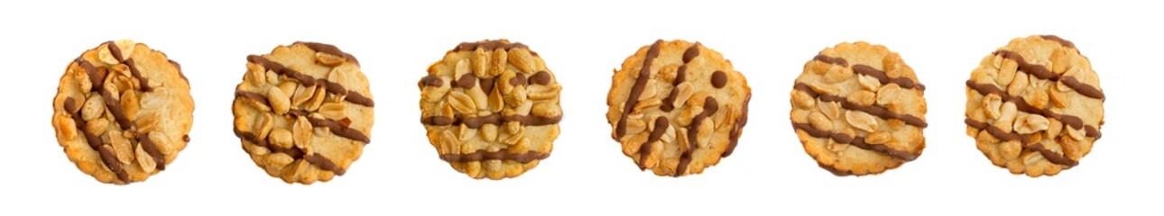 Peanut Cookies with Chocolate Isolated on White Background