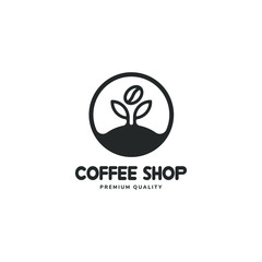coffee shop logo vector design illustration with leaf