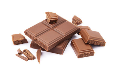 Chocolate composition isolated on white background