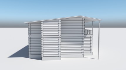 exterior of a country house, cottage, visualization, 3D illustration