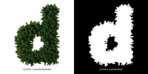 Letter d lowercase of leaves. Alphabet plants.