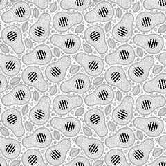 Line doodle art avocado seamless pattern.