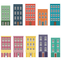 10 cartoon style houses, vector nice house set