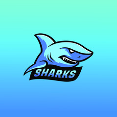 Angry shark colorful mascot logo design vector